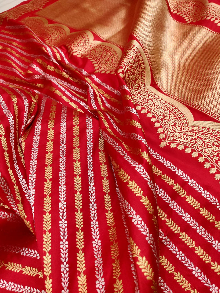 Pure Katan Silk Handwoven Saree With Khadwa Work with designer scallop border