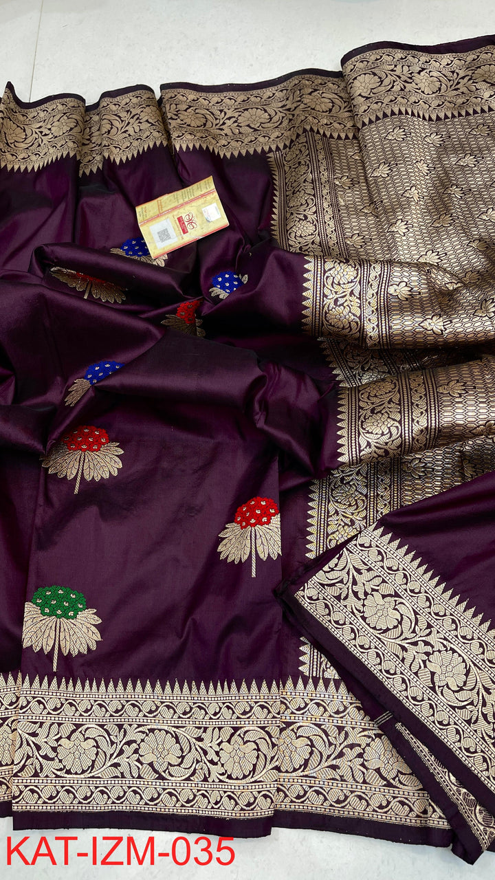 Pure Katan silk Saree with Meenakari Work