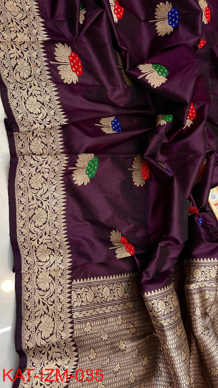 Pure Katan silk Saree with Meenakari Work