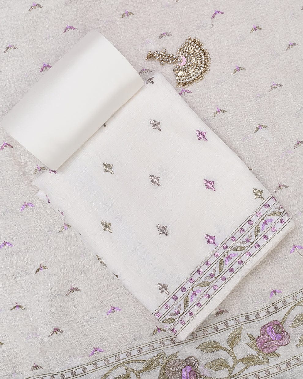 Bhagalpuri Linen by Linen Embroidery Unstitched suit