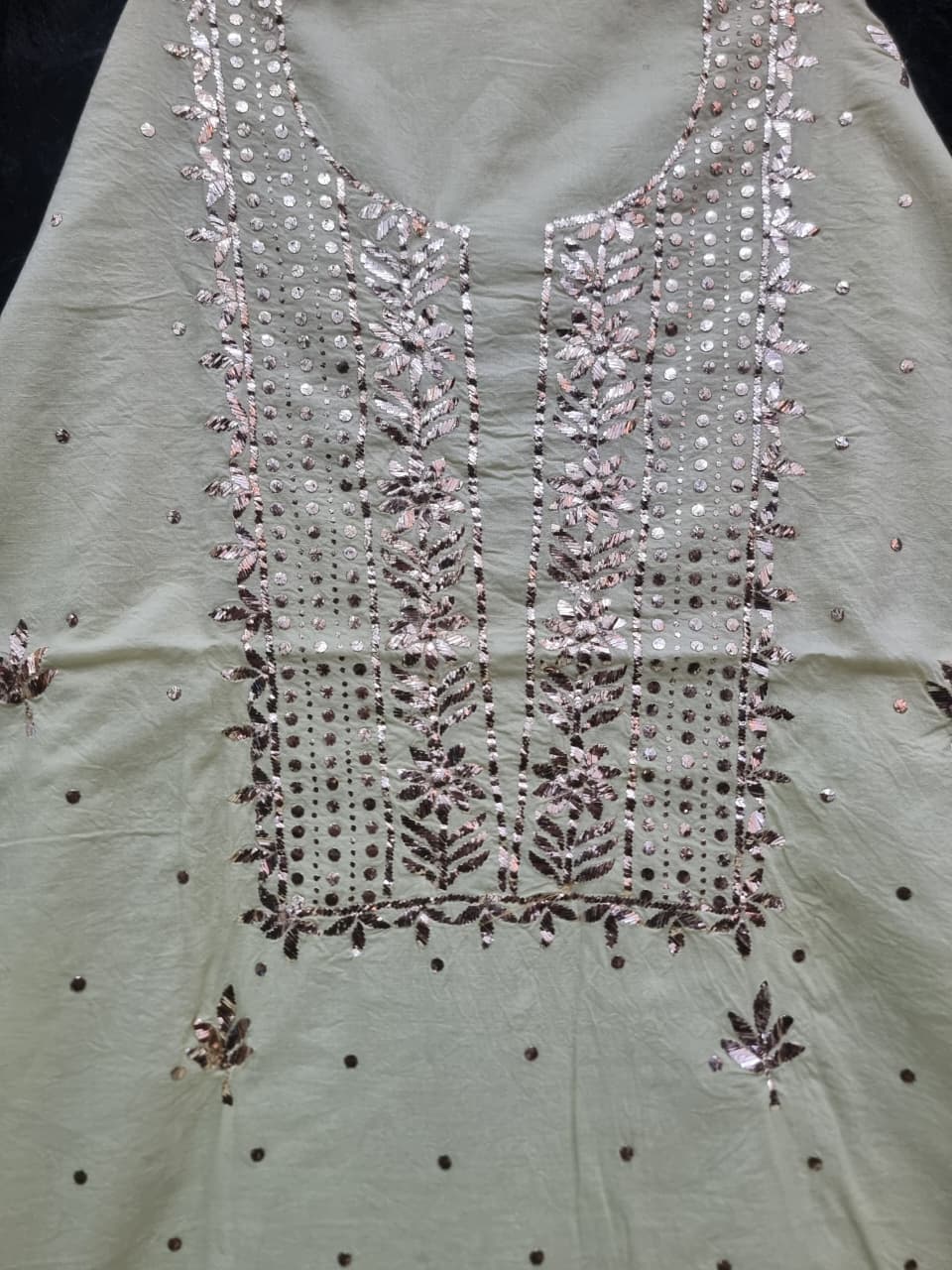 Pure Mul unstitched 2pc Suit Set Embellished with Mukaish, Kaamdani & Badla work