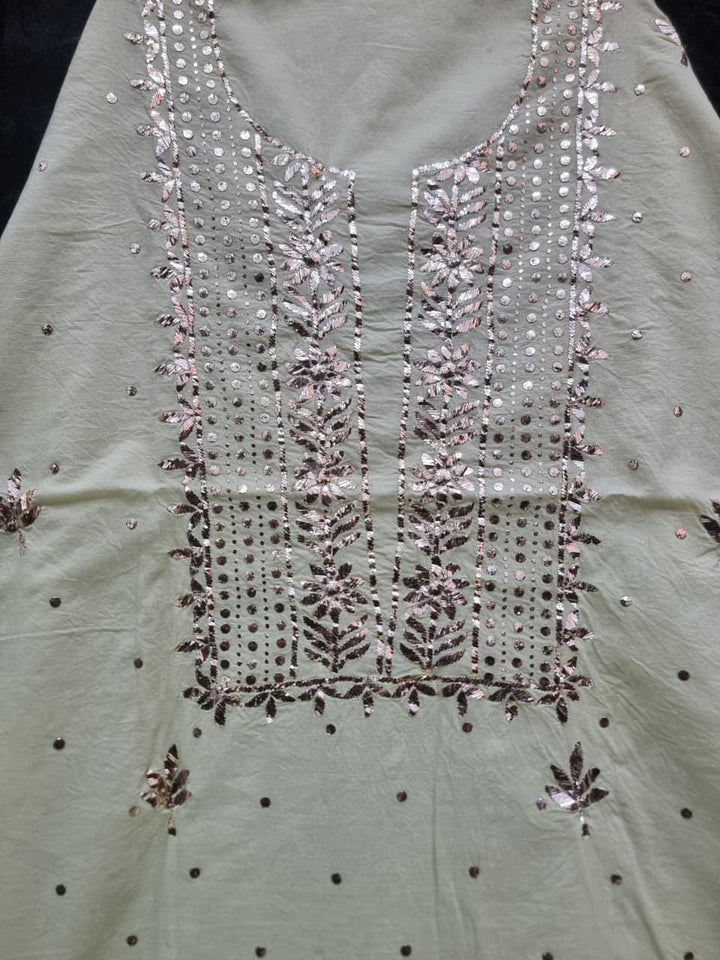 Pure Mul unstitched 2pc Suit Set Embellished with Mukaish, Kaamdani & Badla work