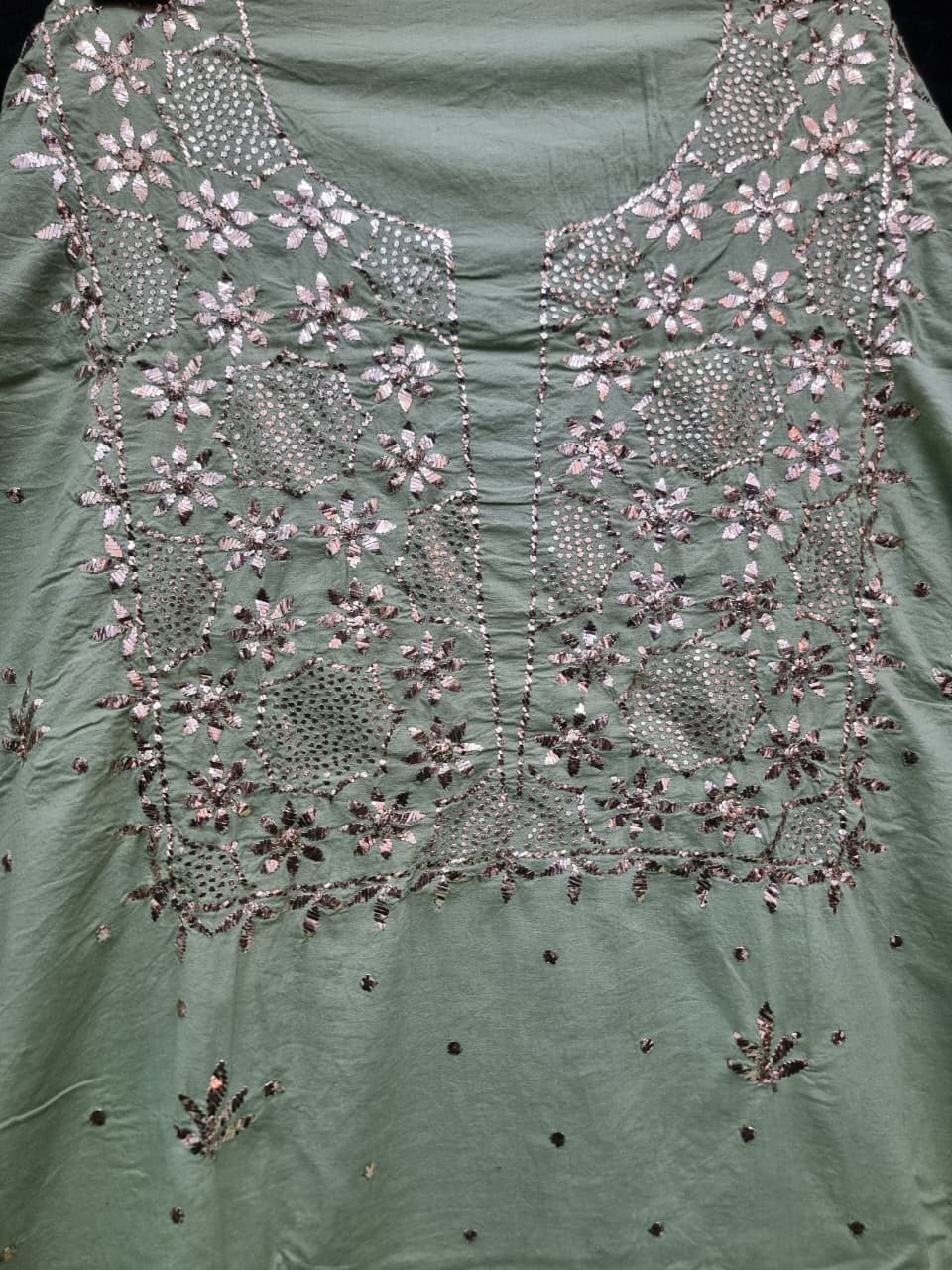 Pure Mul unstitched 2pc Suit Set Embellished with Mukaish, Kaamdani & Badla work