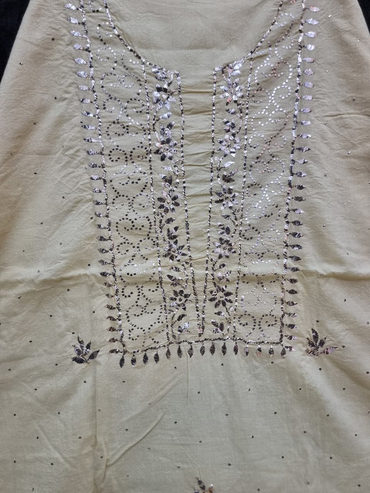 Pure Mul unstitched 2pc Suit Set Embellished with Mukaish, Kaamdani & Badla work