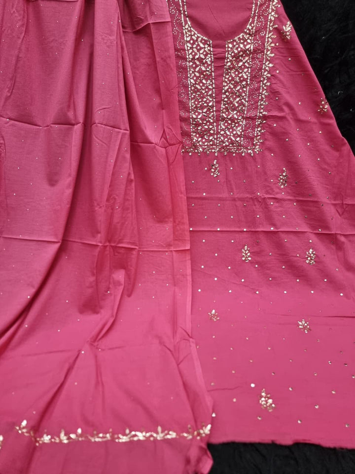 Pure Mul unstitched 2pc Suit Set Embellished with Mukaish, Kaamdani & Badla work