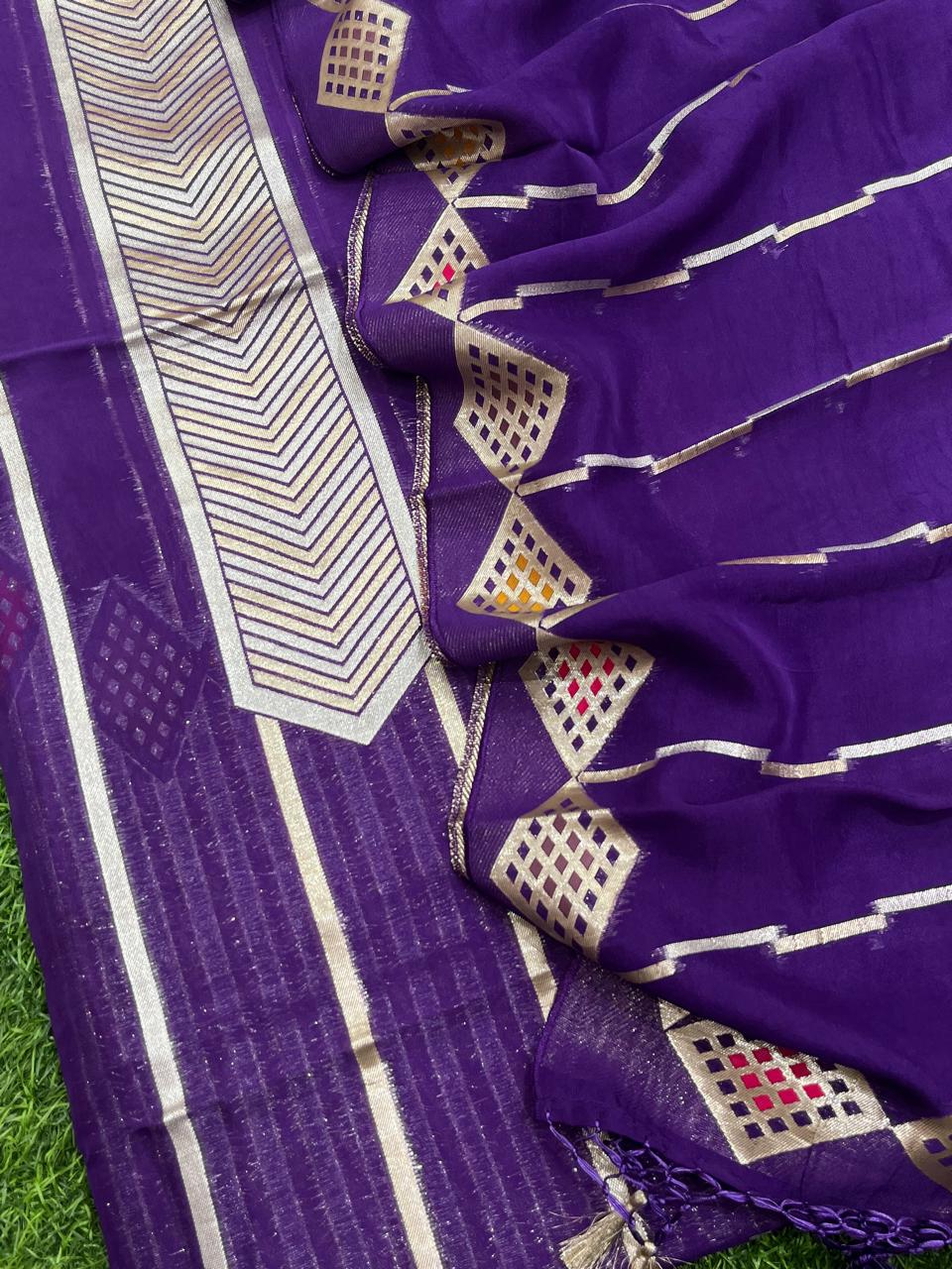 Exclusive Pure Banarasi Organza Paithani Weaved Unstitched Suit With Organza Dupatta