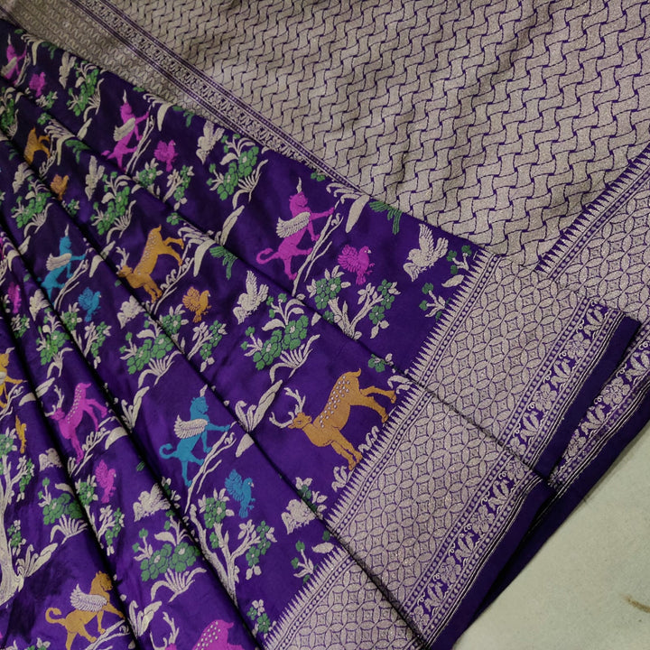 Pure katan silk Handwoven Meenakari work saree