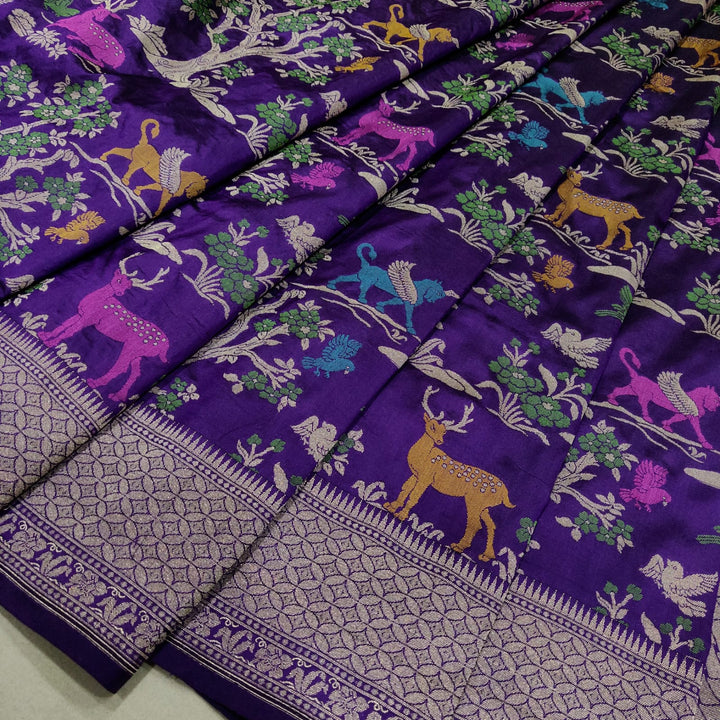 Pure katan silk Handwoven Meenakari work saree