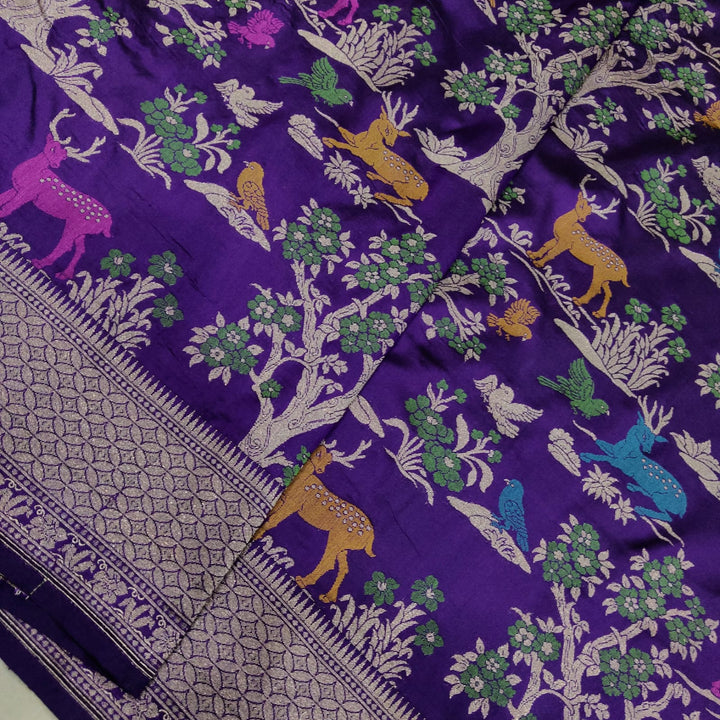 Pure katan silk Handwoven Meenakari work saree