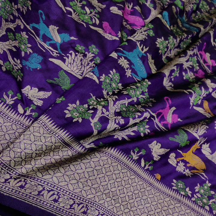 Pure katan silk Handwoven Meenakari work saree