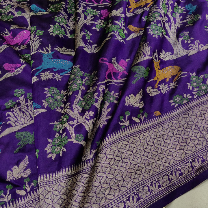 Pure katan silk Handwoven Meenakari work saree