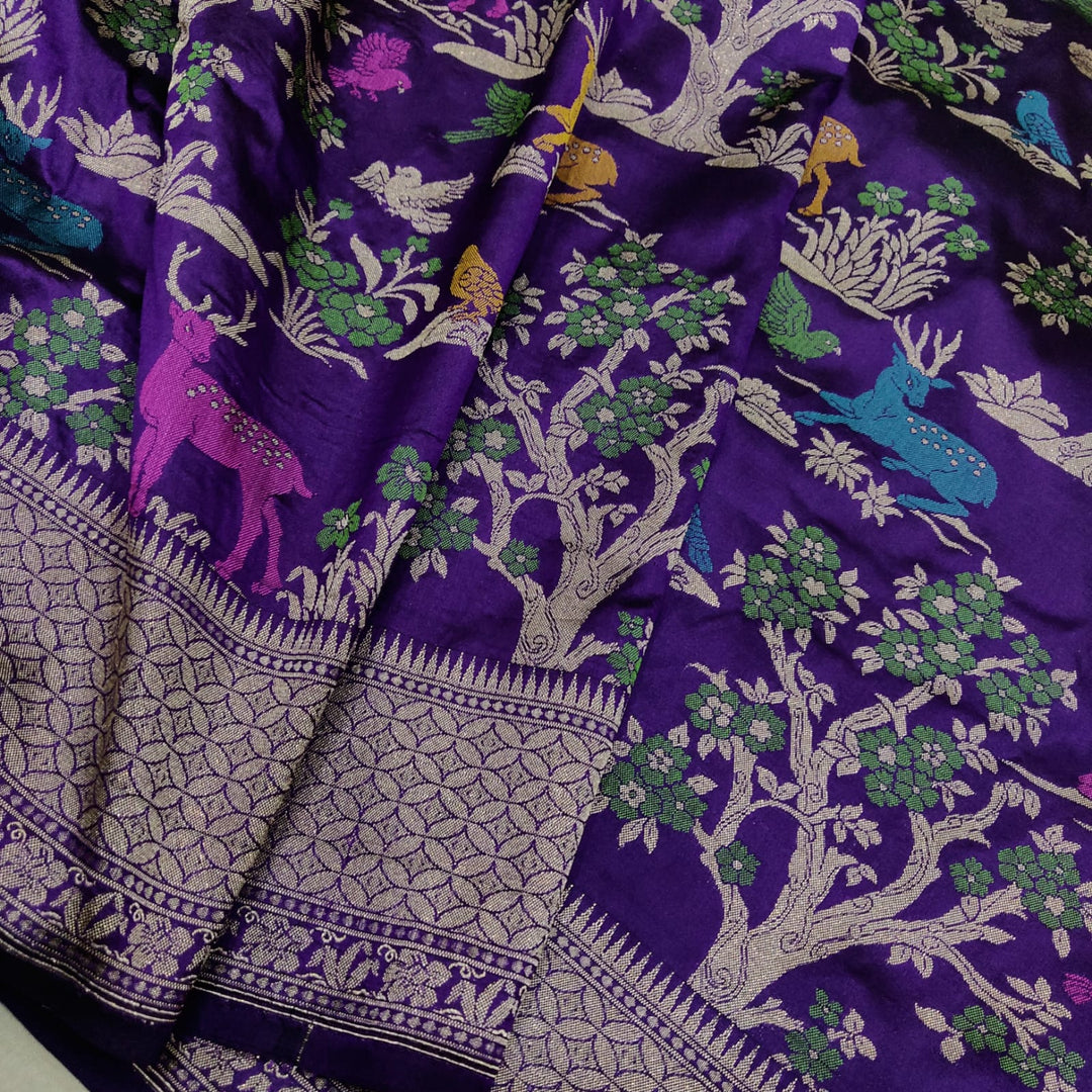 Pure katan silk Handwoven Meenakari work saree