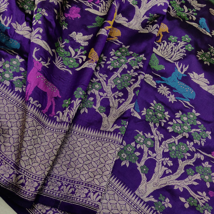 Pure katan silk Handwoven Meenakari work saree