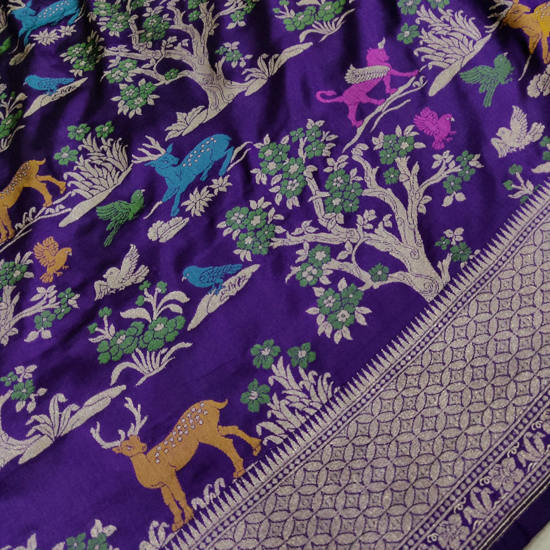 Pure katan silk Handwoven Meenakari work saree