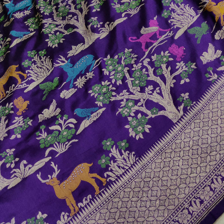 Pure katan silk Handwoven Meenakari work saree