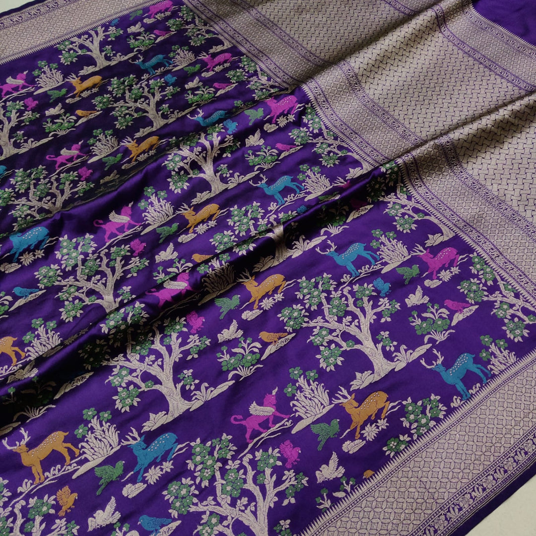 Pure katan silk Handwoven Meenakari work saree