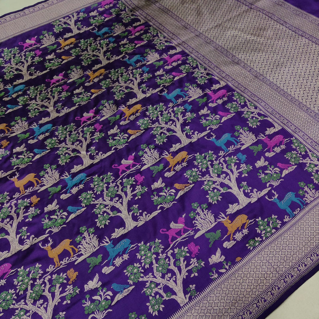 Pure katan silk Handwoven Meenakari work saree