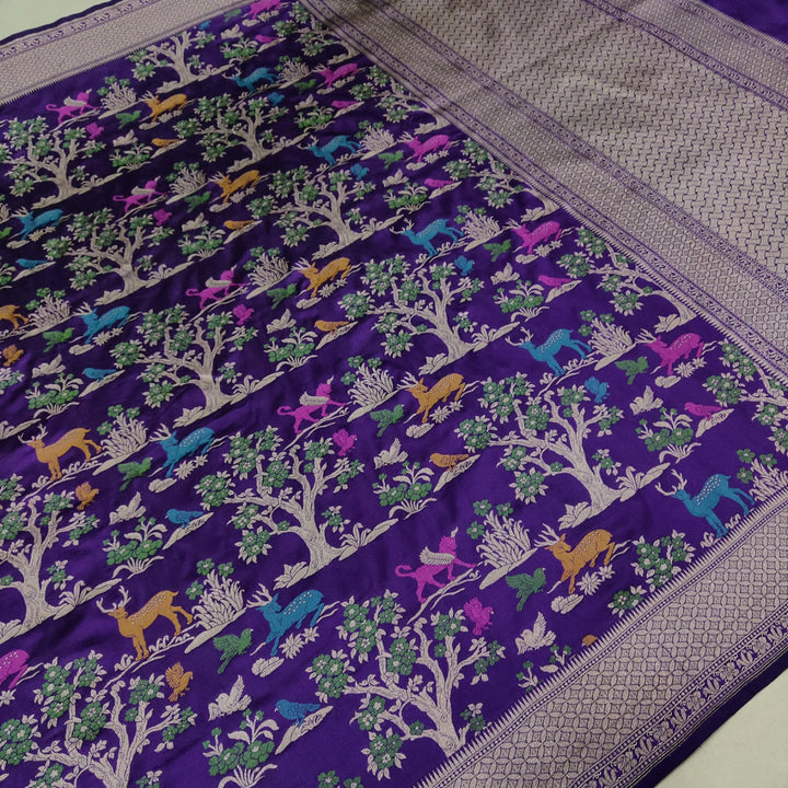 Pure katan silk Handwoven Meenakari work saree