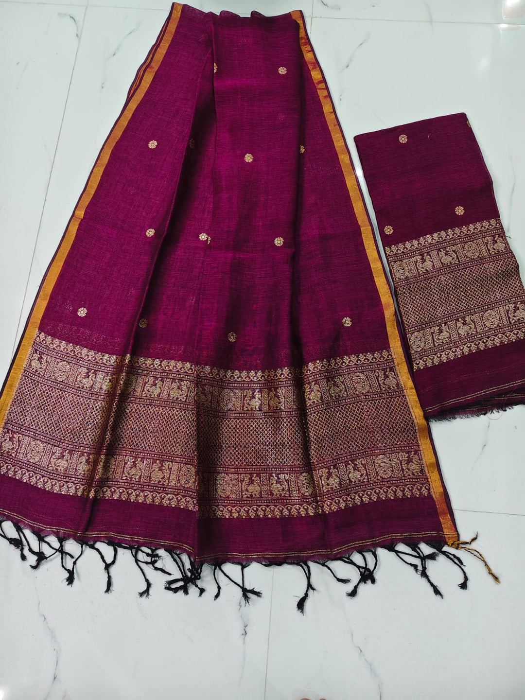 Pure Jayshree Linen Jamdani Work 2 pc Unstitched Suit