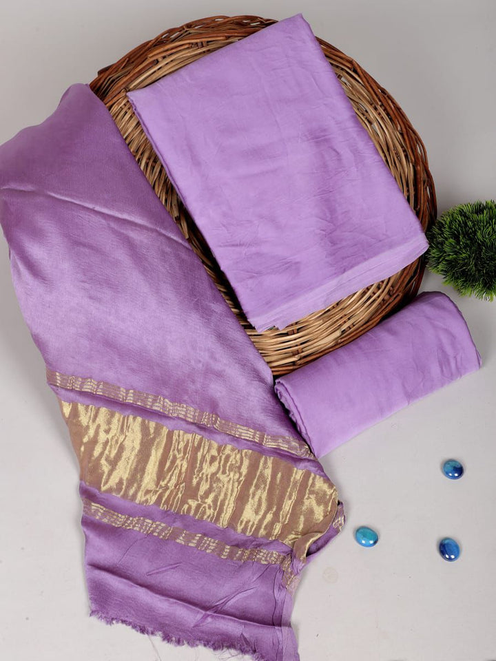 Pure Modal Silk Unstitched Suit with Lagdi Patta Dupatta in LAVENDER