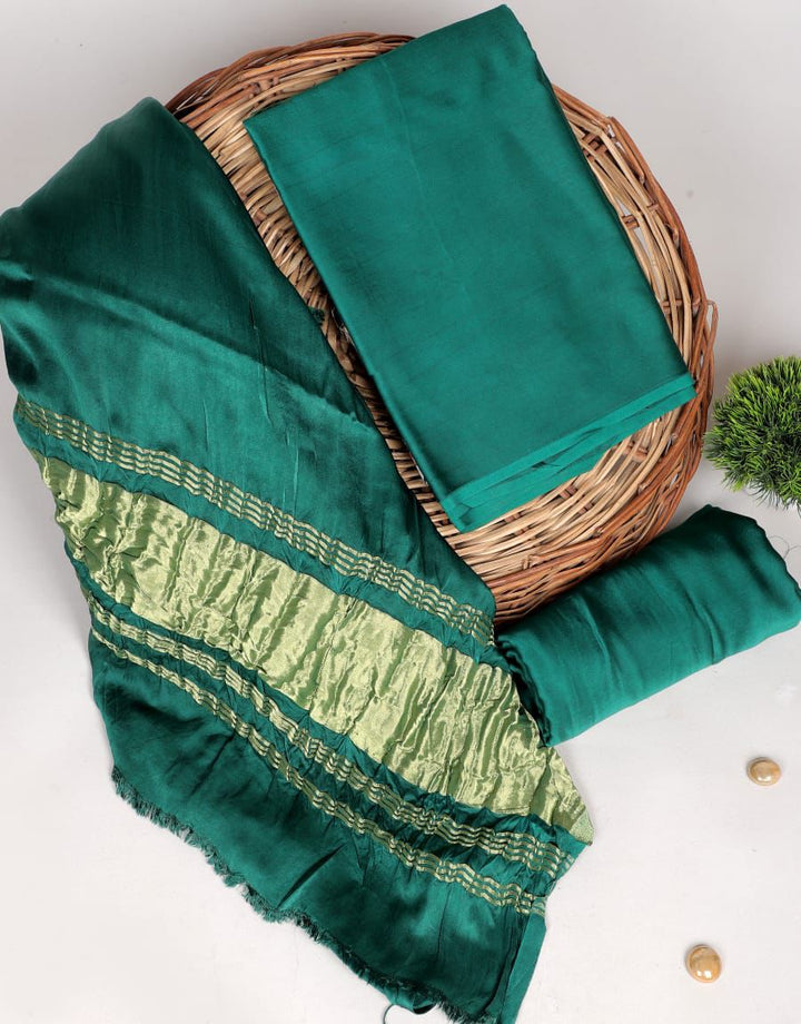 Pure Modal Silk Unstitched Suit with Lagdi Patta Dupatta in SEA GREEN