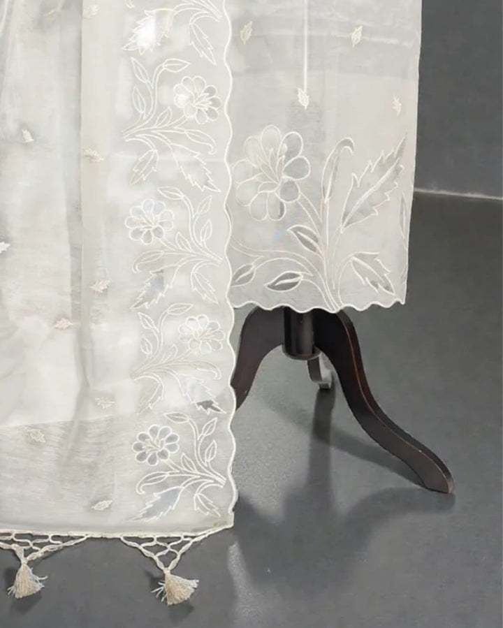 Exclusive Banarasi Mul- Chanderi Applique Work Unstitched Suit