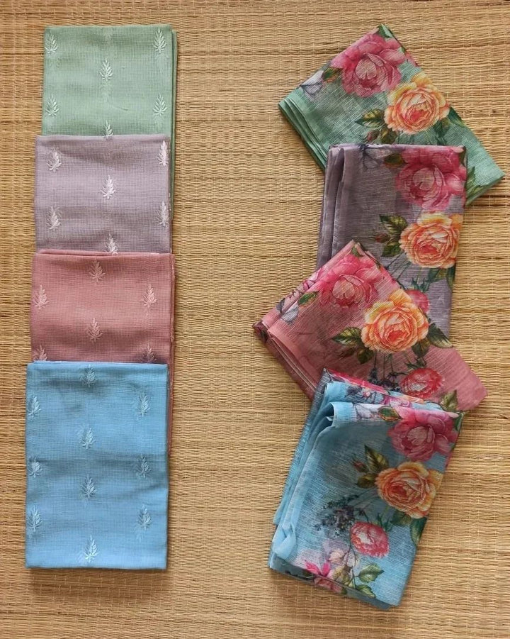 Pure Kota silk Unstitched Suit Set with Cotton Silk Digital Print Dupatta