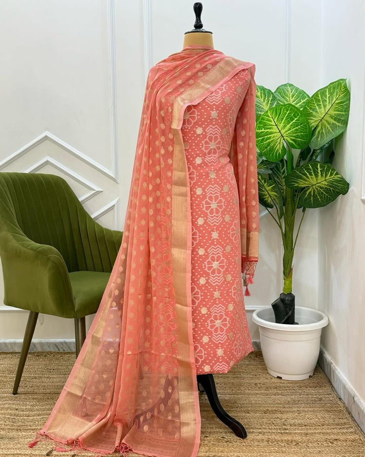Exclusive Banarasi Chiffon Georgette Unstitched Suit