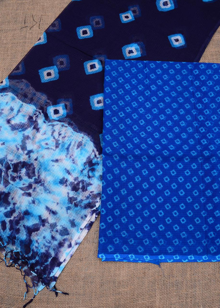 Pure Cotton Kota- Doria Unstitched Suit with Bandhej Work