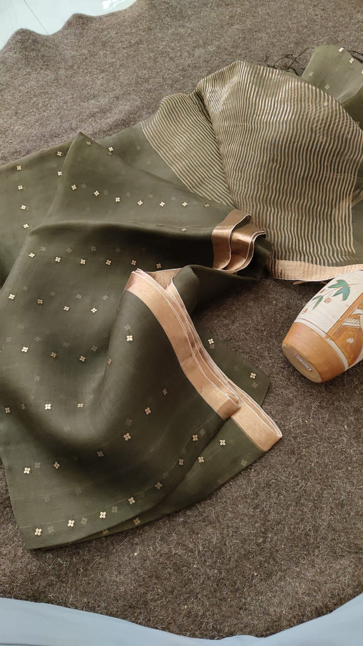 Exclusive Bengal Handloom Muslin Silk Saree with All Over Sequence Work