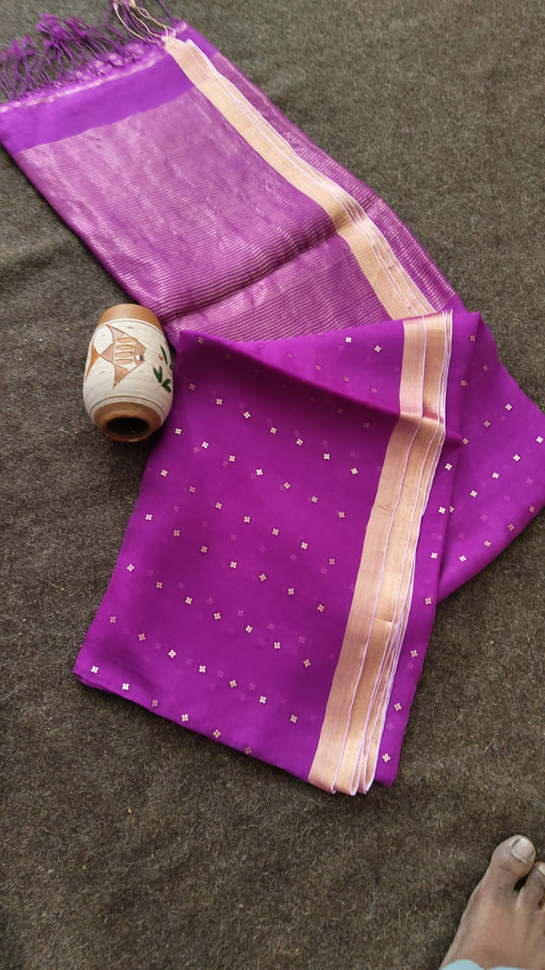 Exclusive Bengal Handloom Muslin Silk Saree with All Over Sequence Work