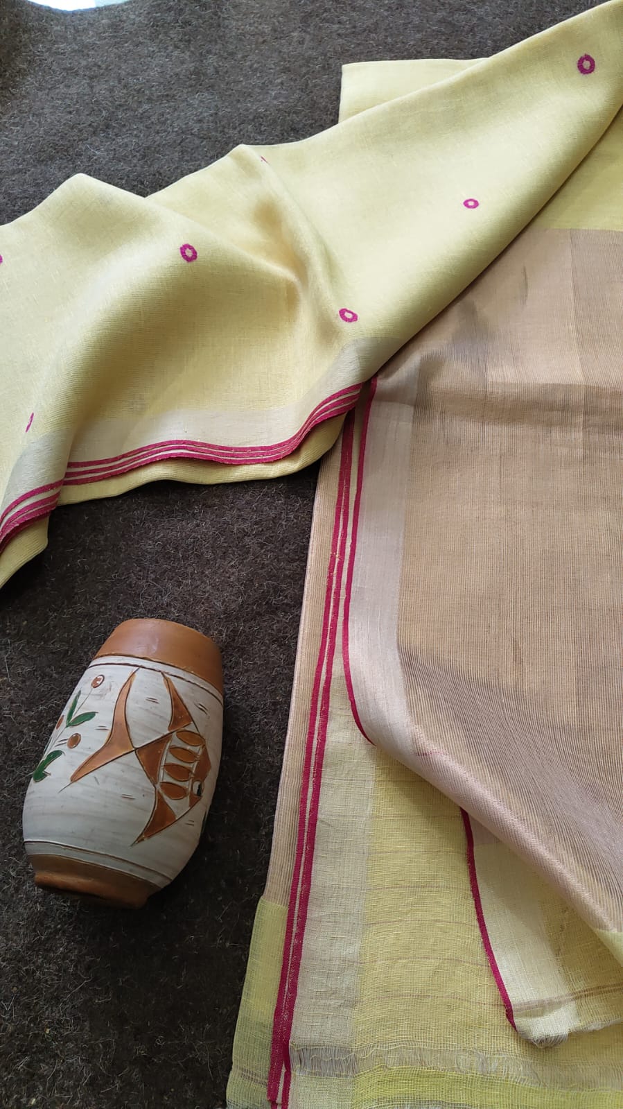 Pure Joyshree Linen Tissue Saree With Blouse Pc