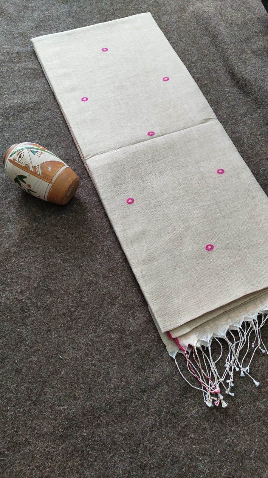 Pure Joyshree Linen Tissue Saree With Blouse Pc