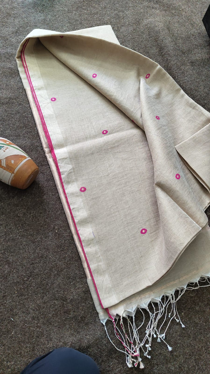 Pure Joyshree Linen Tissue Saree With Blouse Pc