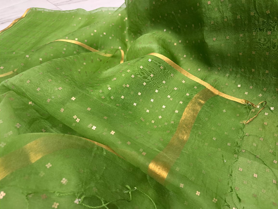 Exclusive Bengal Handloom Muslin Silk Saree with All Over Sequence Work