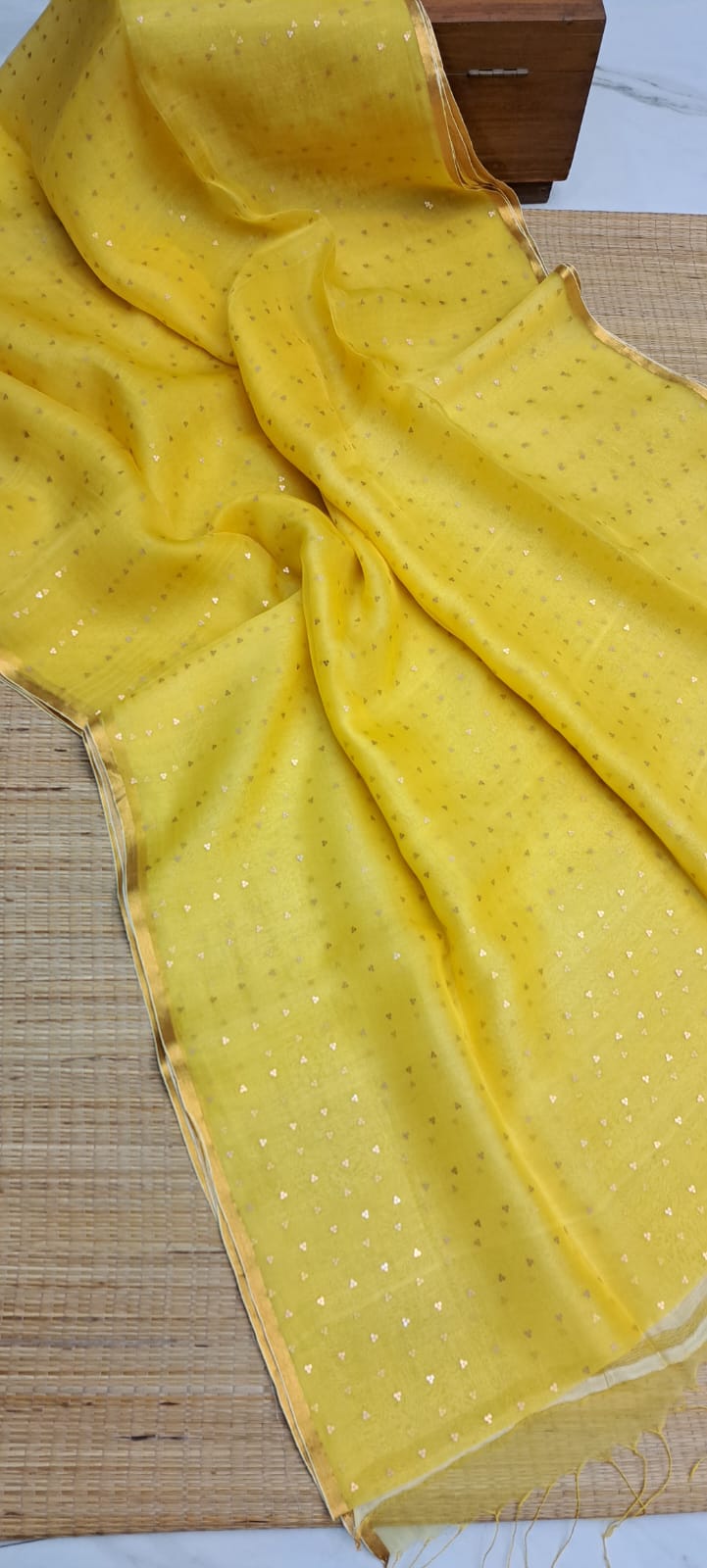Exclusive Bengal Handloom Muslin Silk Saree with All Over Sequence Work