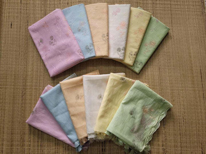 Pure Banarasi Mul Chanderi Silk Unstitched Suit With Embroidery Work