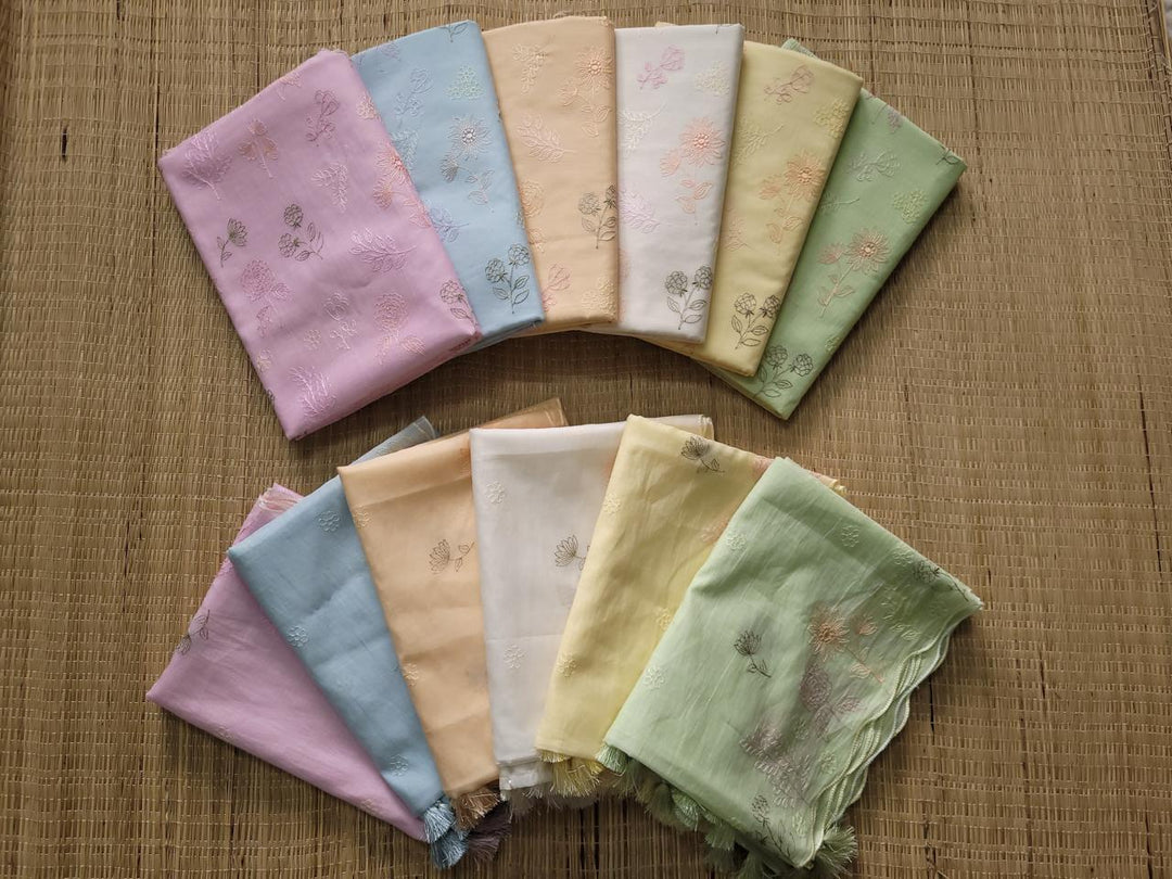 Pure Banarasi Mul Chanderi Silk Unstitched Suit With Embroidery Work