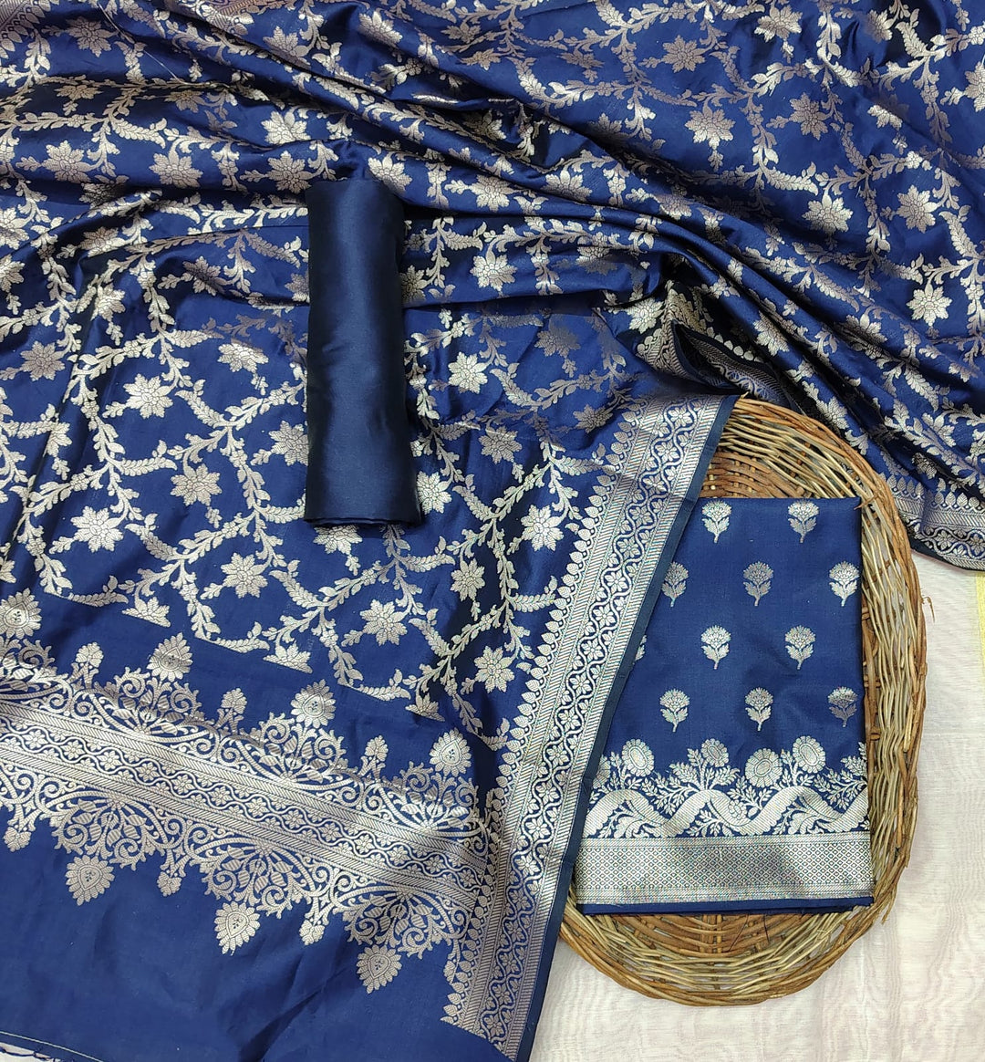 Banarasi Katan Silk Unstitched Suit