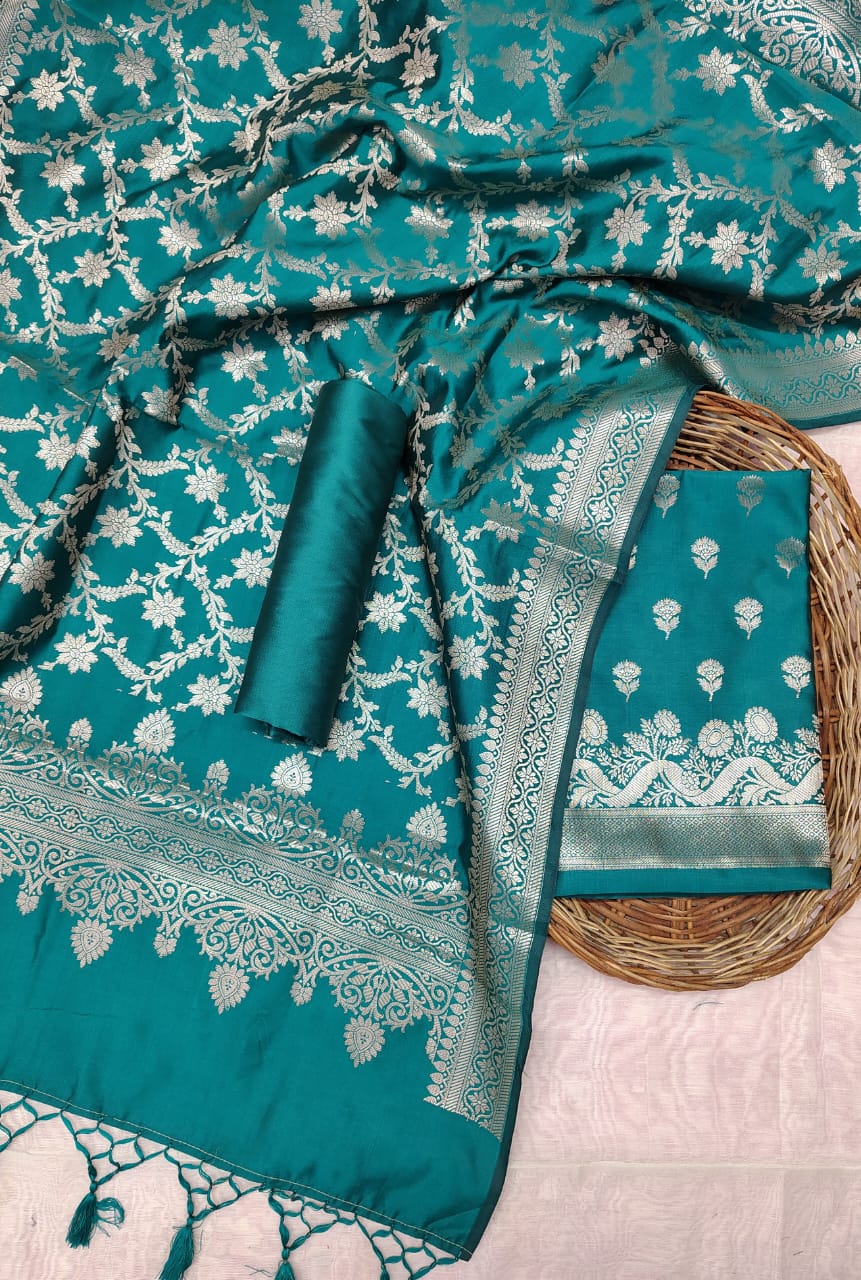 Banarasi Katan Silk Unstitched Suit