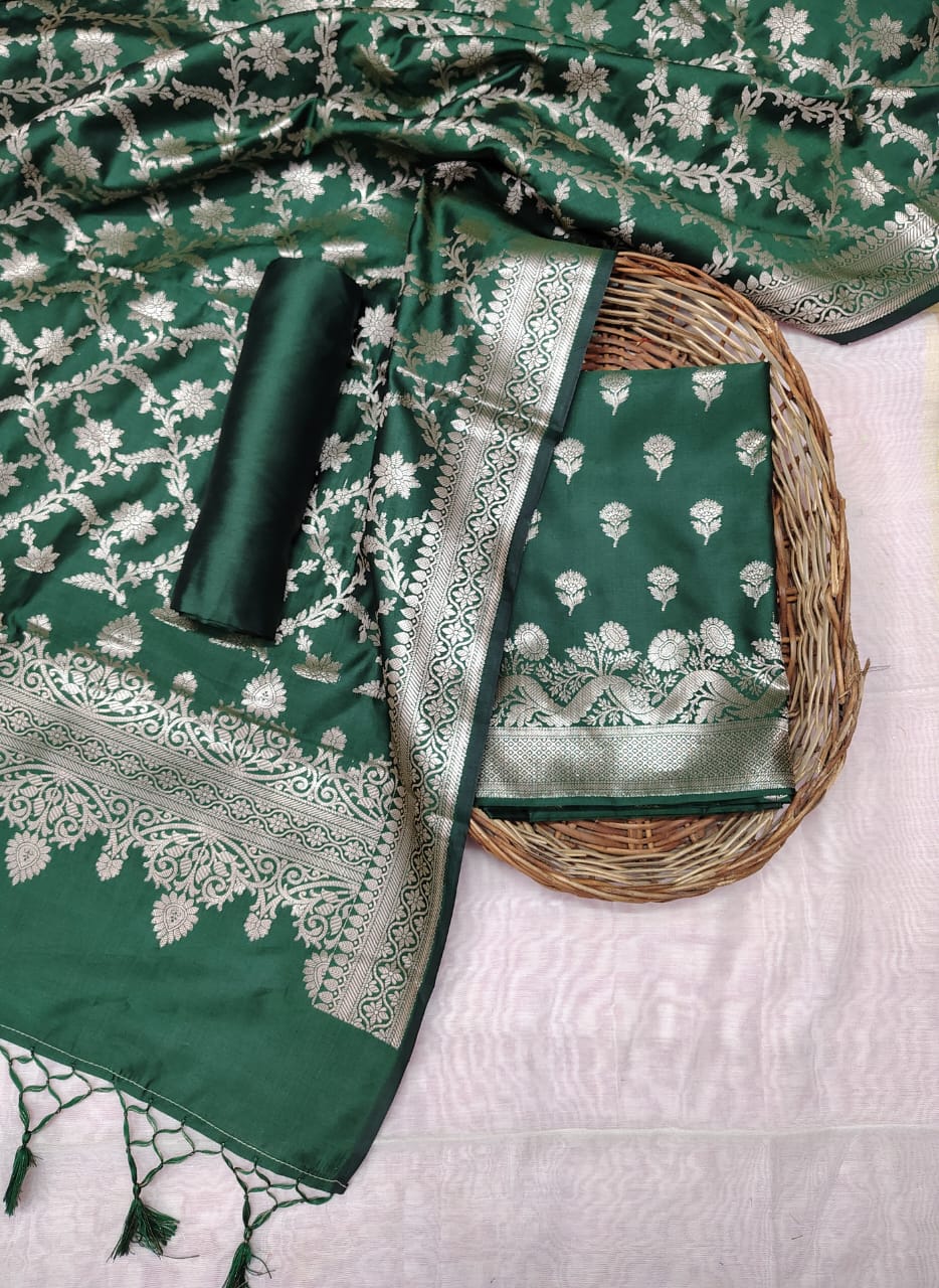 Banarasi Katan Silk Unstitched Suit