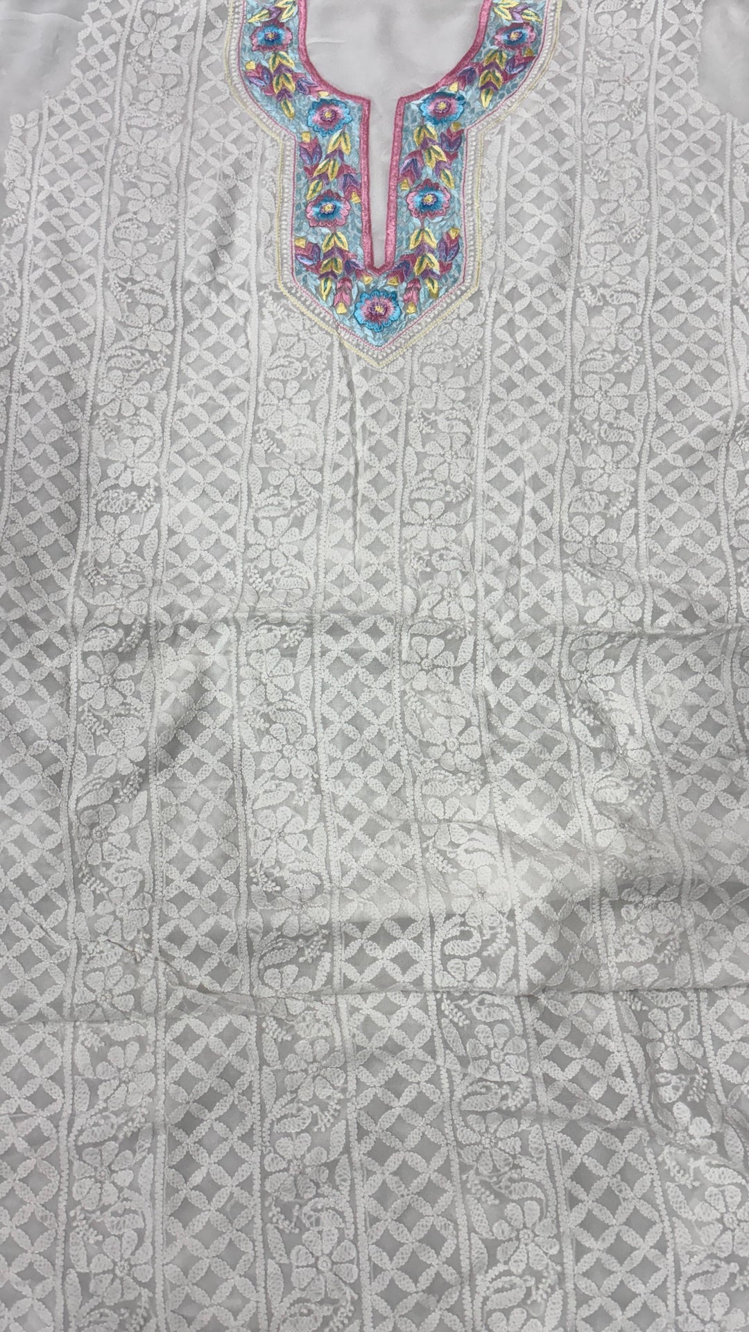 Pure Georgetta Chikankari Jall Work Unstitched Suit.