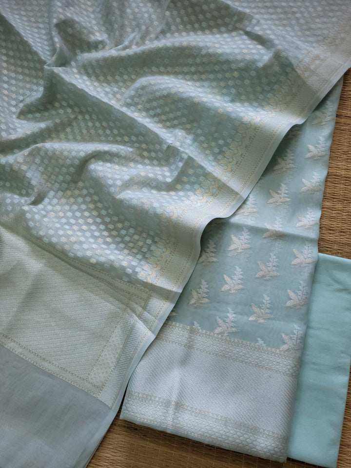 Exclusive Banarasi Mul Cotton Silk Handloom Weaved Unstitched Suit