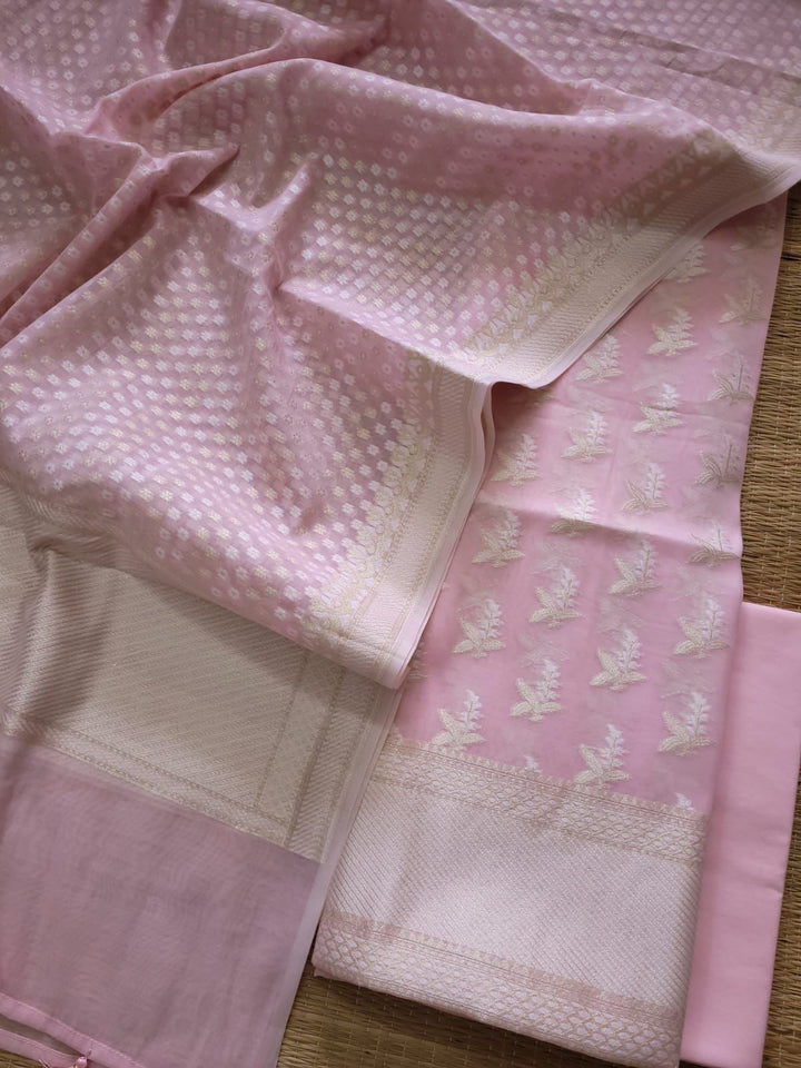 Exclusive Banarasi Mul Cotton Silk Handloom Weaved Unstitched Suit