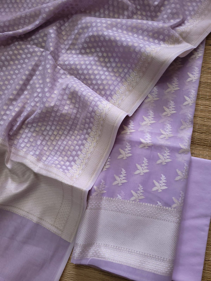 Exclusive Banarasi Mul Cotton Silk Handloom Weaved Unstitched Suit