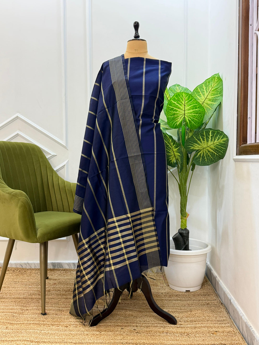 Banarasi Cotton Silk Unstitched Suit