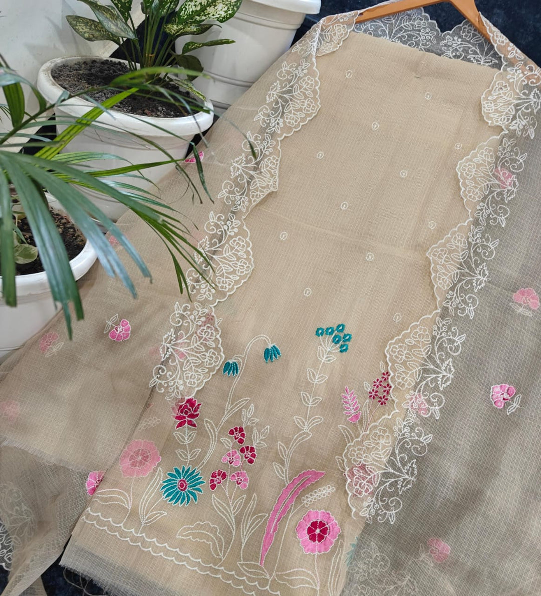 Kota Doriya Embroidery work 3-pc Unstitched Suit