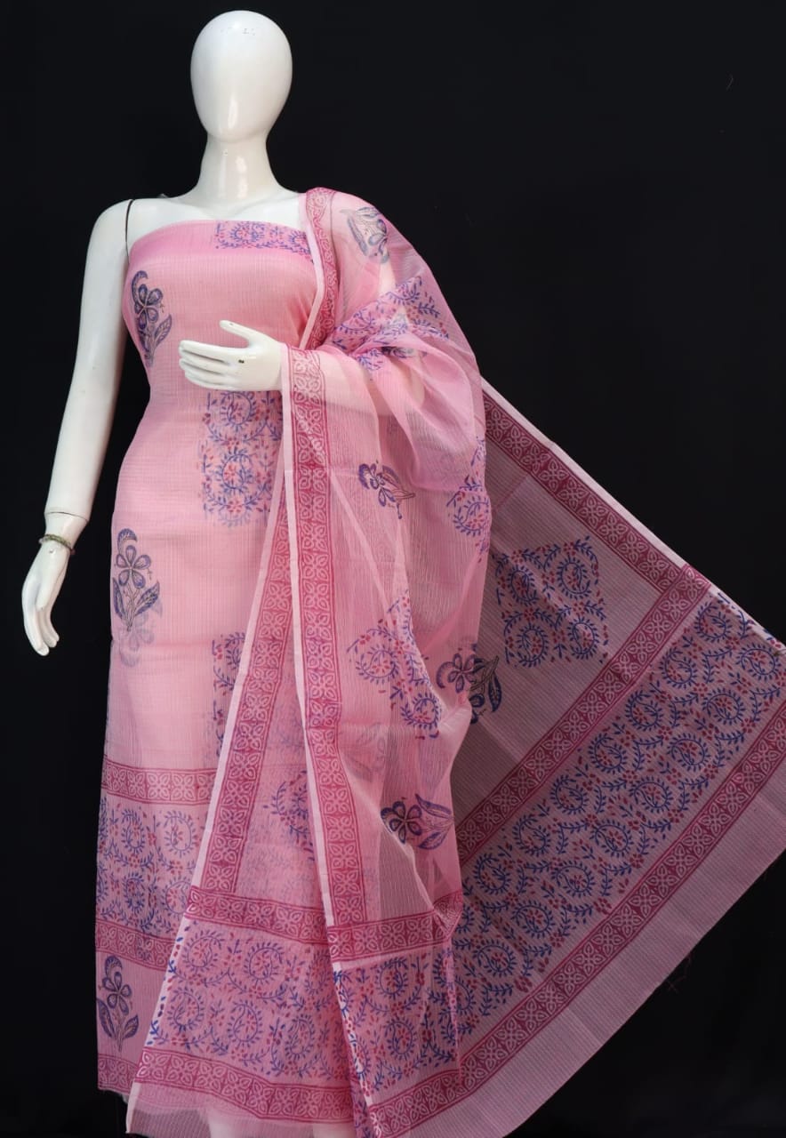 Pure Kota Doria Printed 3 pc Unstitched suit