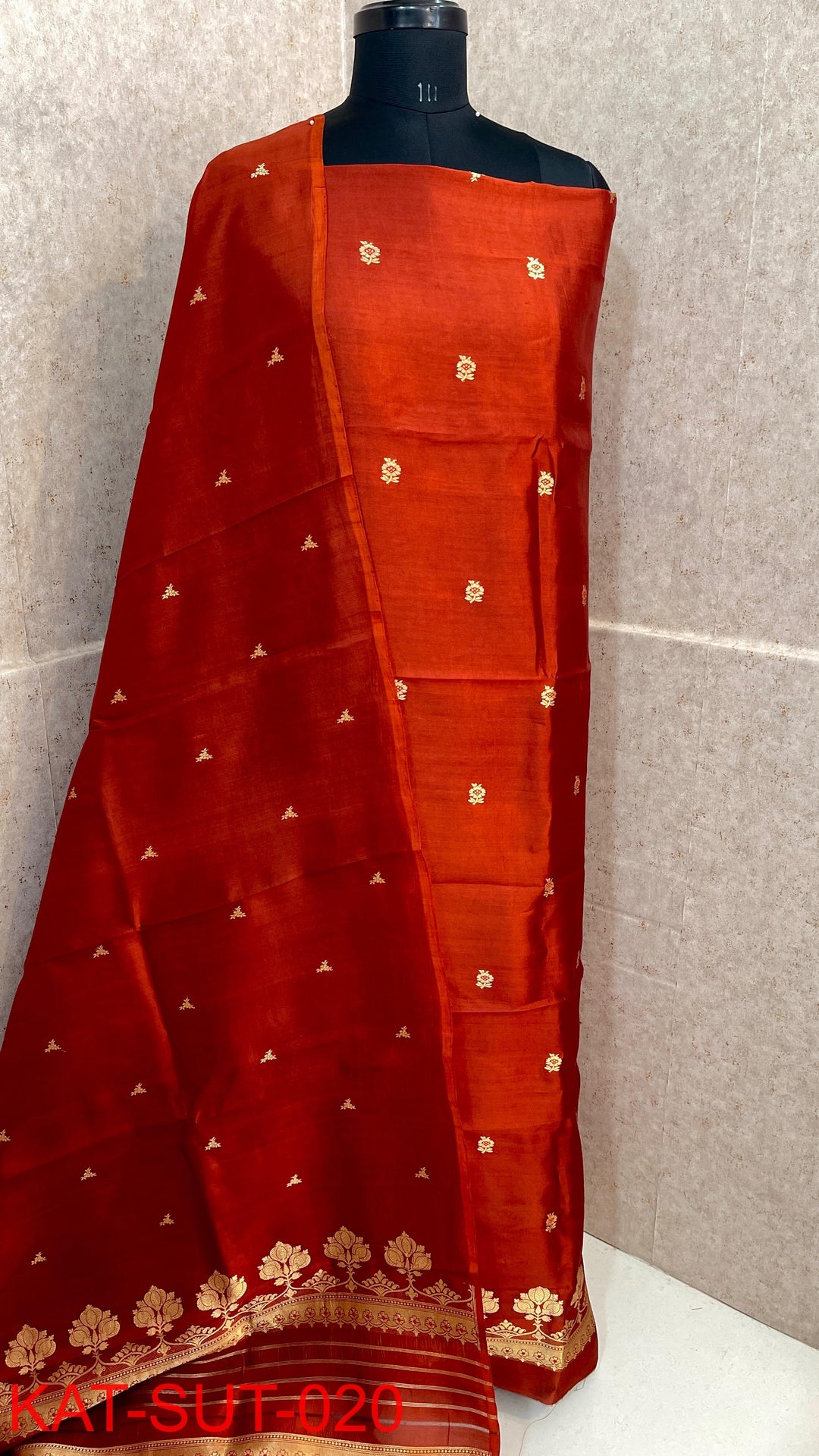 Exclusive Handloom Banarasi Raw Mango Silk 3pc Unstitched Suit