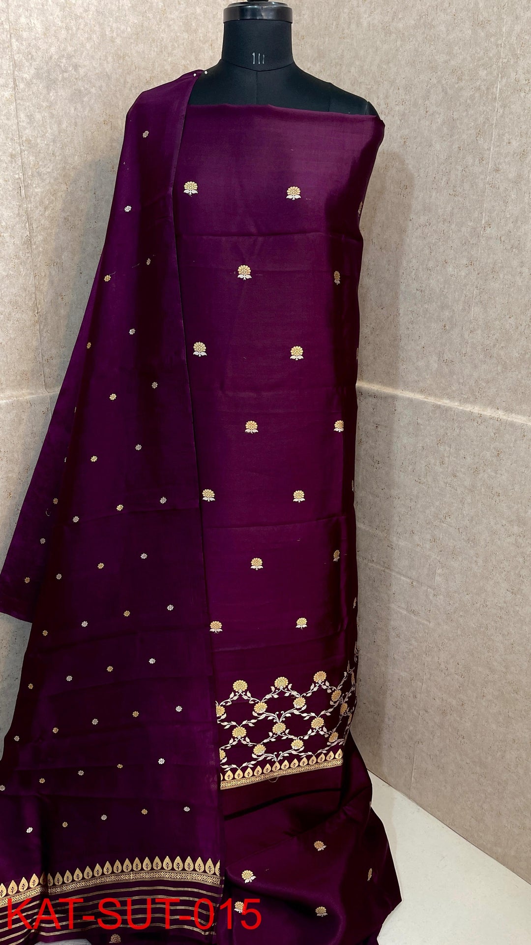 Exclusive Handloom Banarasi Raw Mango Silk 3pc Unstitched Suit